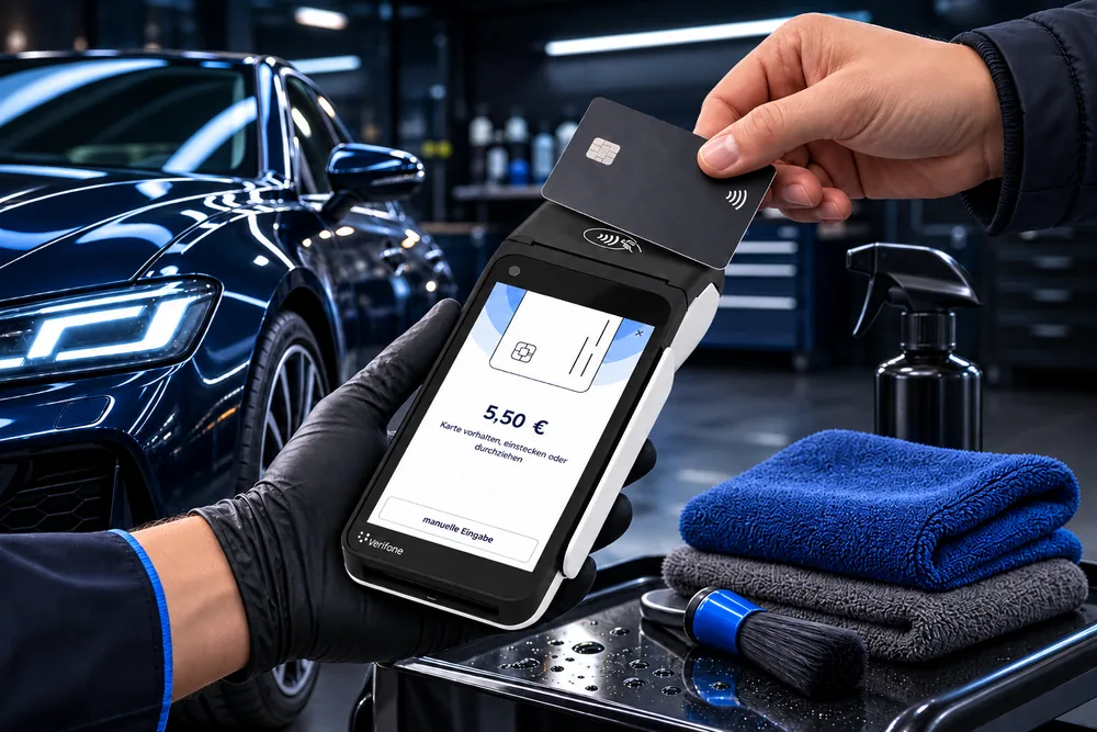 Kontaktlose Zahlung mobil beim Kunden
